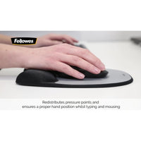 Fellowes Memory Foam Mousepad Wrist Support Silver Streak Durable Jersey Covering