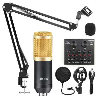 BM-800 Professional Condenser Microphone with V8 Soundcard