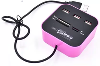 BB4 All In One COMBO 3 Port With Multi Card Reader MULTI COLOR USB Adapter  (Multicolor)