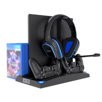 IPEGA Game Vertical Stand 6 in 1 Multifunctional Cooling Fan Headphone Holder Controller Charging Base for PS4/PS4 Slim/PS4 PRO 21JD