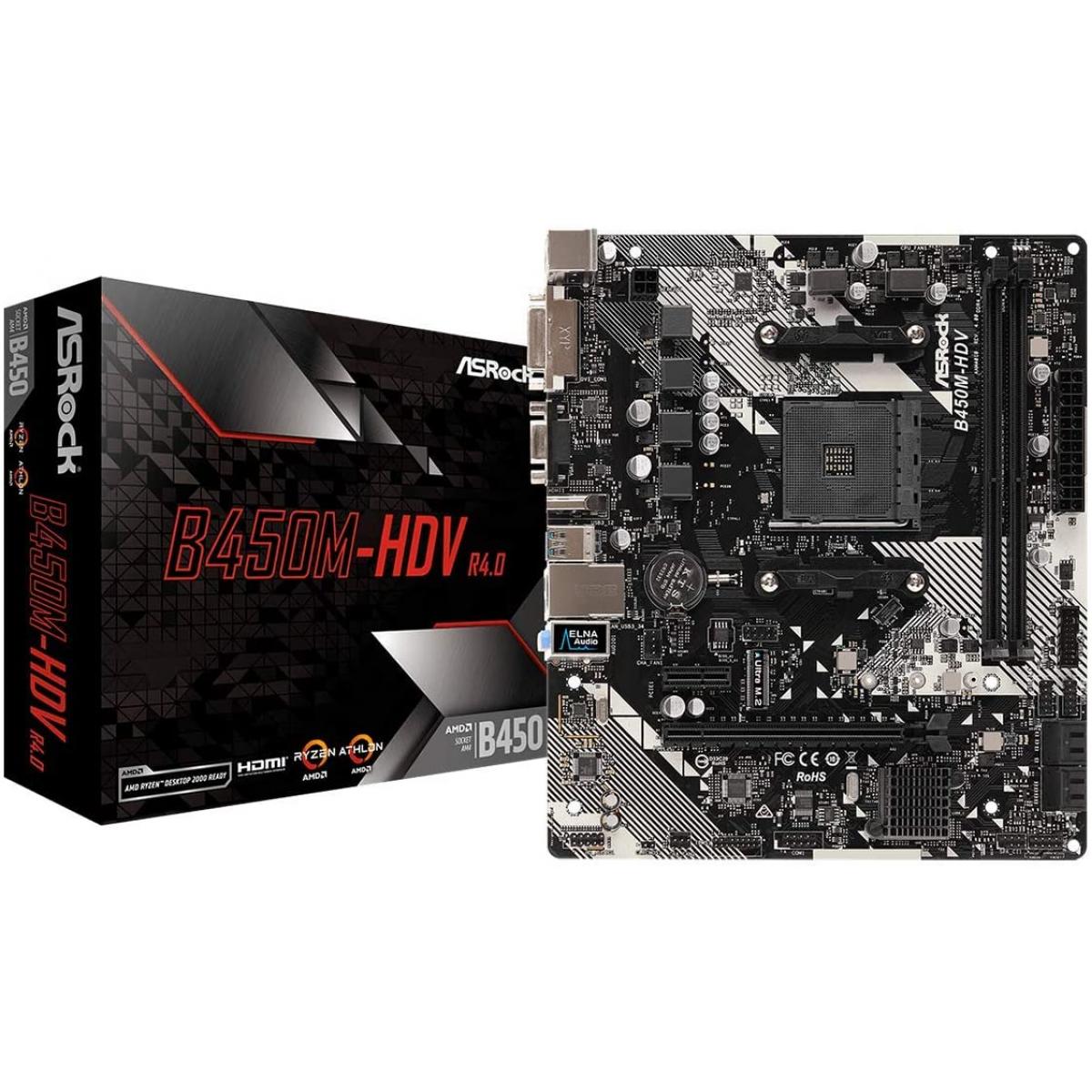 ASRock B450M-HDV R4.0 AMD B450 M.2 Support AMD Motherboard