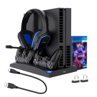 IPEGA Game Vertical Stand 6 in 1 Multifunctional Cooling Fan Headphone Holder Controller Charging Base for PS4/PS4 Slim/PS4 PRO 21JD