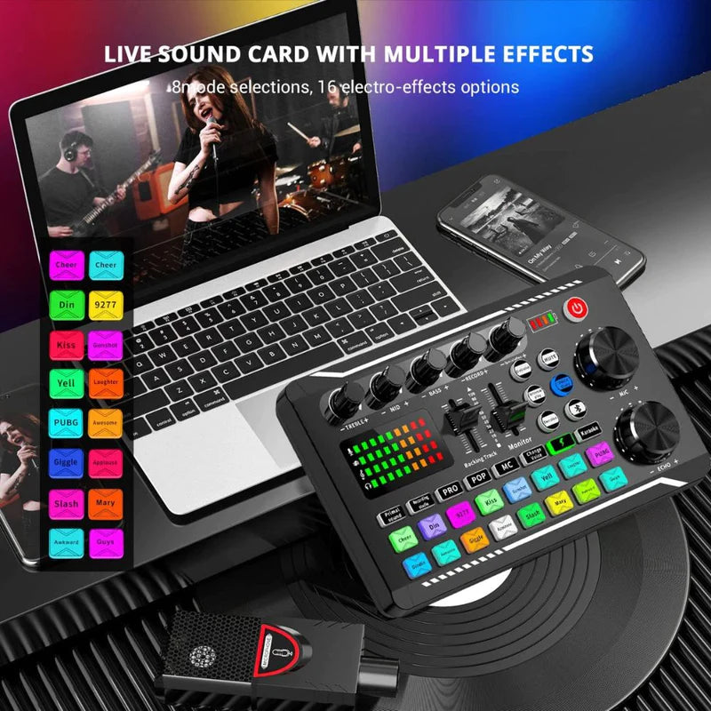 Facmogu F998 Live Sound Card Audio Mixer